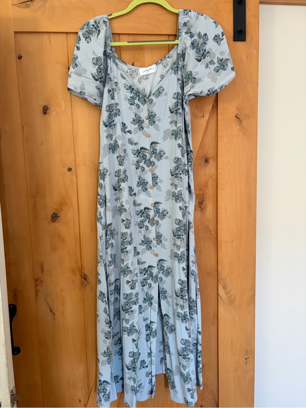 Carly Jean Los Angeles Pale Blue Floral Midi Dress